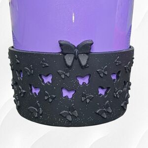 Black Glitter 3D Textured Butterfly Silicone Tumbler Boot - Cup Sleeve
